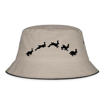 Hasen springen - Bucket Hat - Khaki/Schwarz - Vorne