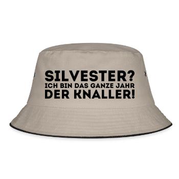 Silvester - Ich bin das ganze Jahr der Knaller - Bucket Hat - Khaki/Schwarz - Vorne
