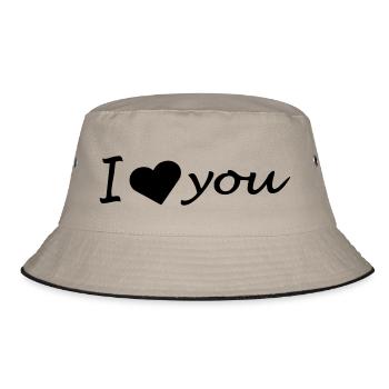 I love you - Bucket Hat - Khaki/Schwarz - Vorne