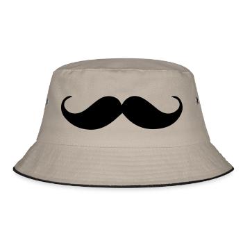Schnurrbart Moustache - Bucket Hat - Khaki/Schwarz - Vorne