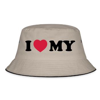 I love my - Bucket Hat - Khaki/Schwarz - Vorne