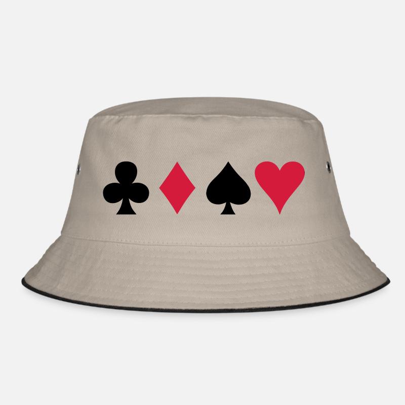 ALL FOUR poker cards card suits in a row Bucket Hat