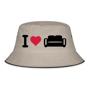 Ich liebe Couch - Bucket Hat - Khaki/Schwarz - Vorne