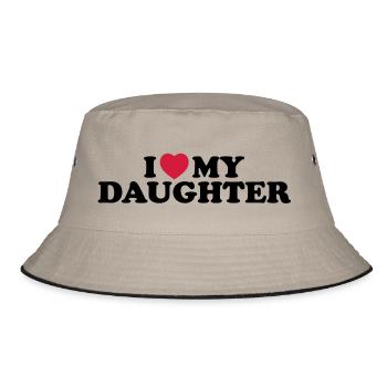 I love my daughter - Bucket Hat - Khaki/Schwarz - Vorne