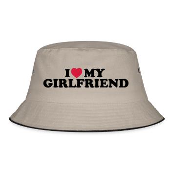 I love my girlfriend - Bucket Hat - Khaki/Schwarz - Vorne