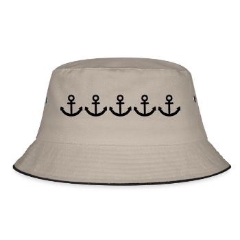 row pattern anchor many tattoo boat boat swim - Bucket Hat - khaki/black - Front