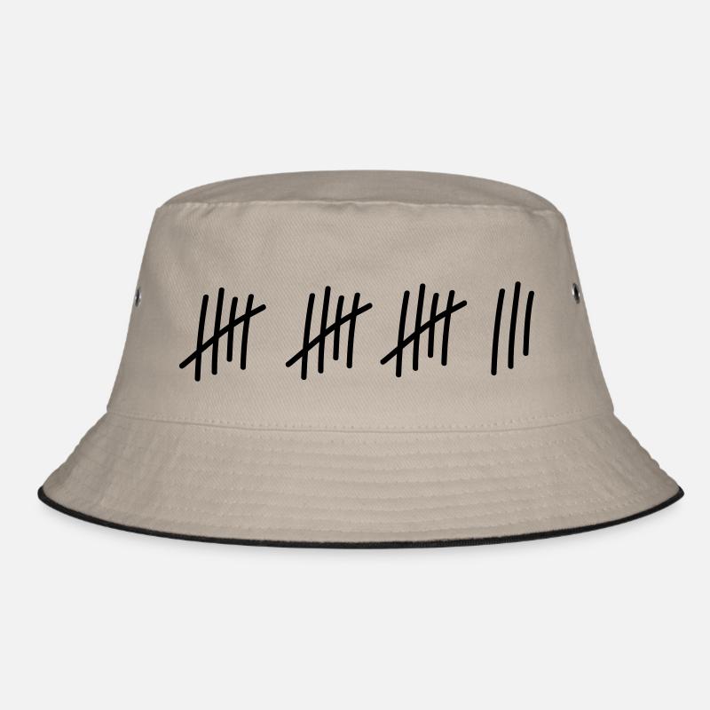 18 Striche // 18 Mal // Geburtstag // Geschenk - Bucket Hat - Khaki/Schwarz