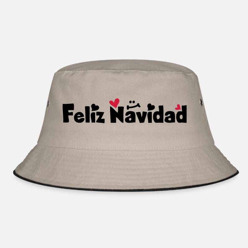 Feliz Navidad Frohe Weihnachten - Bucket Hat - Khaki/Schwarz
