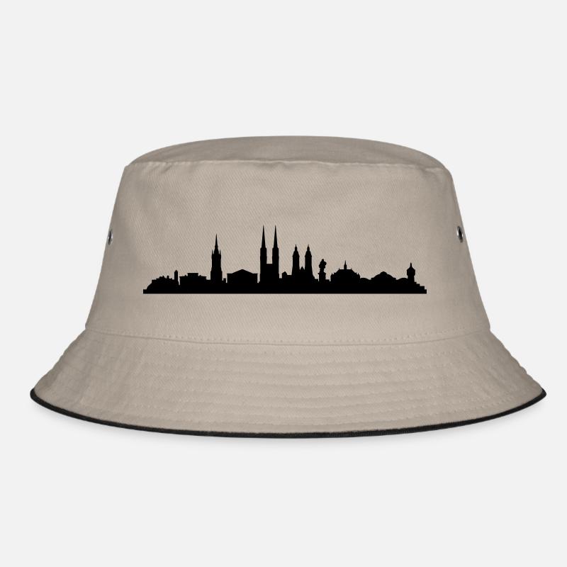 Skyline Halle / Saale - Bucket Hat - Khaki/Schwarz