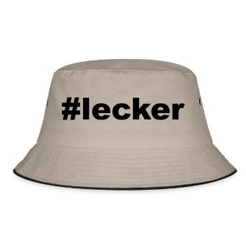 hashtag lecker - Bucket Hat - Khaki/Schwarz - Vorne