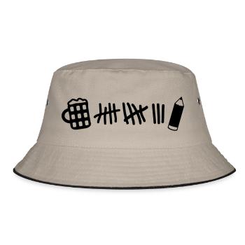 Striche - Bier Stift - Bucket Hat - Khaki/Schwarz - Vorne
