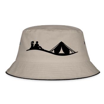 Freizeit - Camping - Bucket Hat - Khaki/Schwarz - Vorne