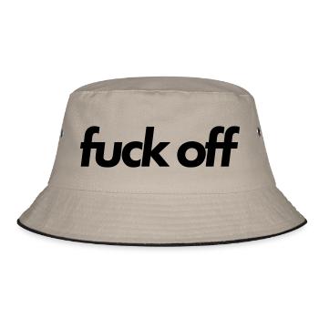 FUCK OFF - Bucket Hat - khaki/black - Front