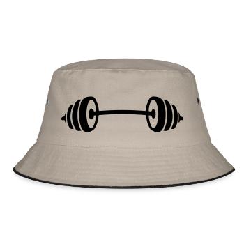 dumbbell weights design - Bucket Hat - Khaki/Schwarz - Vorne