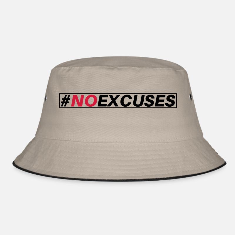#NO EXCUSES - Bucket Hat - Khaki/Schwarz