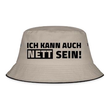 ich kann auch nett sein - Bucket Hat - Khaki/Schwarz - Vorne