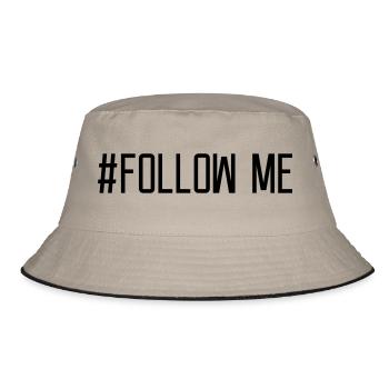 Follow Me Hashtag - Bucket Hat - Khaki/Schwarz - Vorne