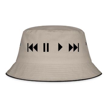 play, STOP, break, BREAK, Repeat, forward, - Bucket Hat - khaki/black - Front