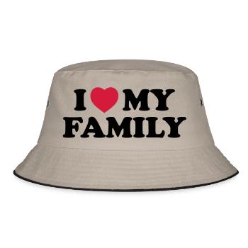 I love my family - Bucket Hat - Khaki/Schwarz - Vorne