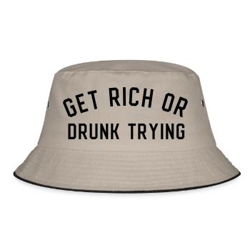 Get Rich Or Drunk Trying - Bucket Hat - Khaki/Schwarz - Vorne