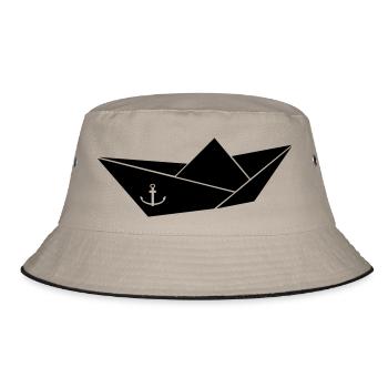 papierschiffchen - Bucket Hat - Khaki/Schwarz - Vorne