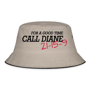 For a good time, call DIANE: - Bucket Hat - Khaki/Schwarz - Vorne