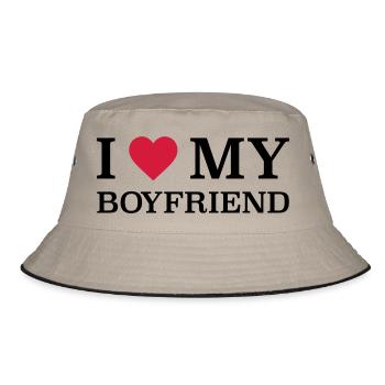 I love my Boyfriend - Bucket Hat - Khaki/Schwarz - Vorne