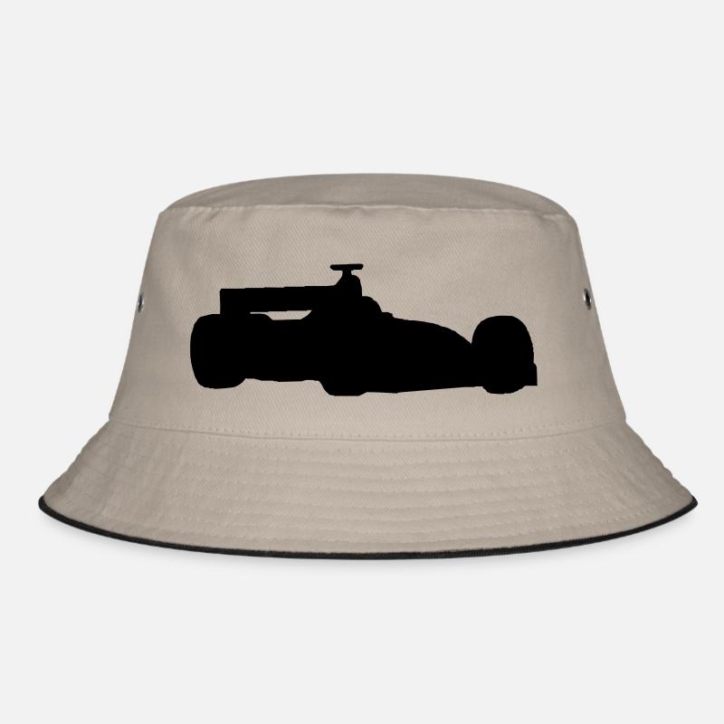 F1 Rennwagen-Silhouette - Bucket Hat - Khaki/Schwarz