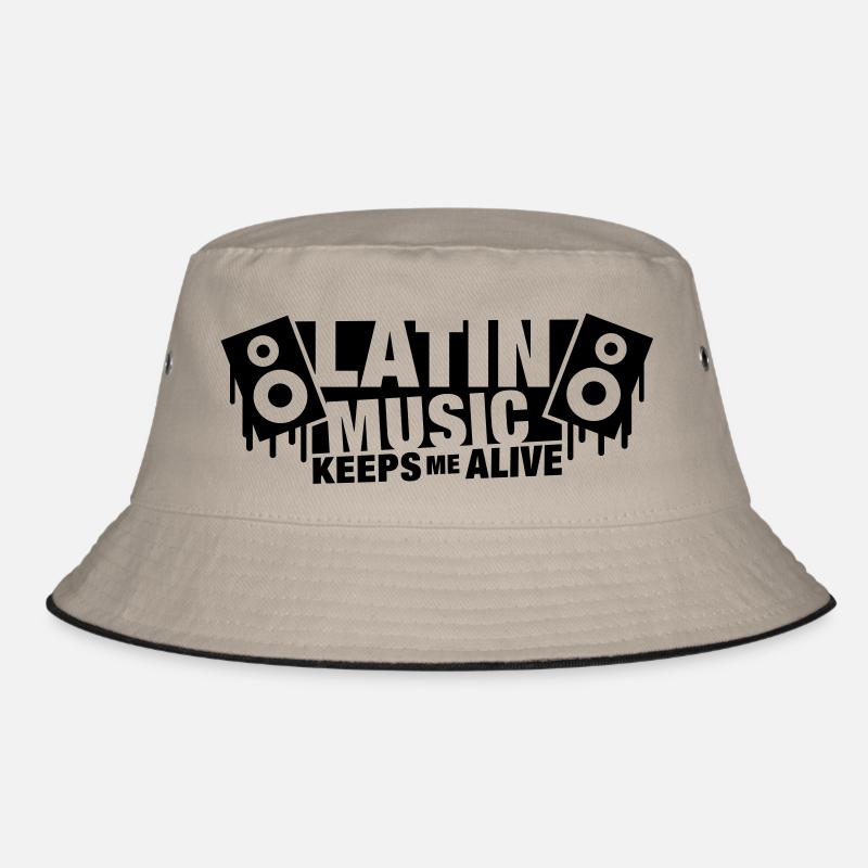 latin music keeps me alive - Bucket Hat - Khaki/Schwarz