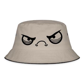 Angry Face - Bucket Hat - Khaki/Schwarz - Vorne