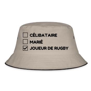 Rugby / Rugbyman / Sport / Fighter / Fight - Bucket Hat - Khaki/Schwarz - Vorne