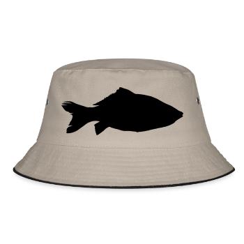 fish carp silhouette - Bucket Hat - Khaki/Schwarz - Vorne
