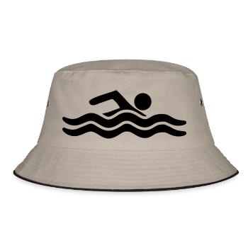 schwimmbad meer urlaub wellen wasser cool sport lo - Bucket Hat - Khaki/Schwarz - Vorne