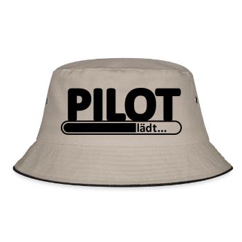 Pilot // Pilotin // Flugzeug // reisen // Flieger - Bucket Hat - Khaki/Schwarz - Vorne