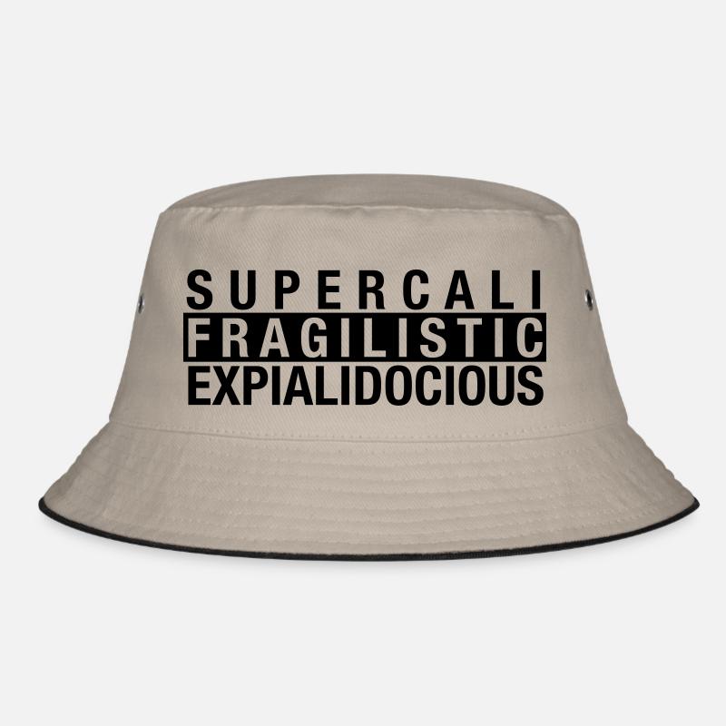Supercalifragilisticexpialidocious - Bucket Hat - Khaki/Schwarz