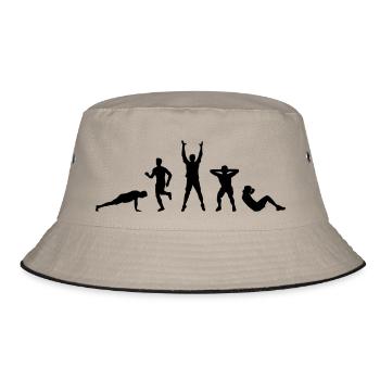 Sport - Mann Fitness - Bucket Hat - Khaki/Schwarz - Vorne