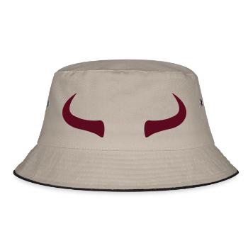 Bull Horns - red - Bucket Hat - Khaki/Schwarz - Vorne