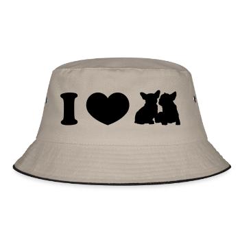 I ♥ frenchies - Bucket Hat - khaki/black - Front