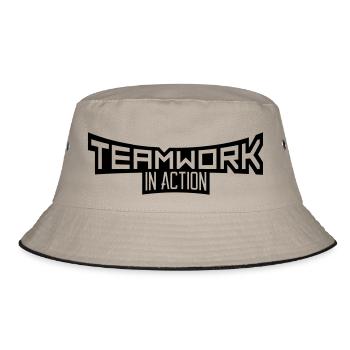 crew teamwork cool design in action logo team work - Bucket Hat - khaki/black - Front