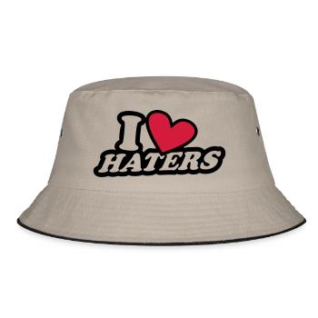 I Love Haters - Bucket Hat - Khaki/Schwarz - Vorne