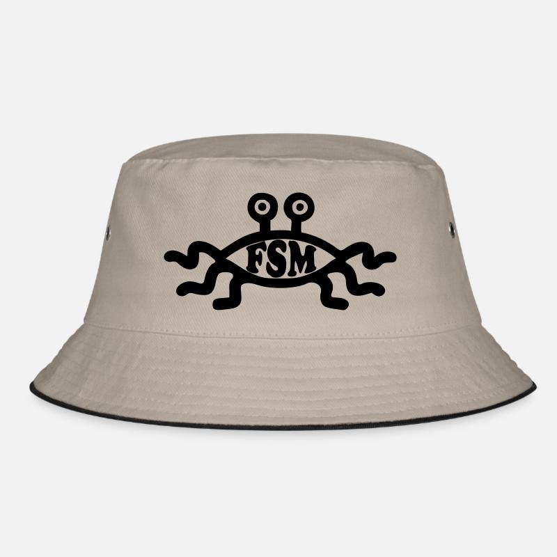 Flying Spaghetti Monster - Bucket Hat - Khaki/Schwarz