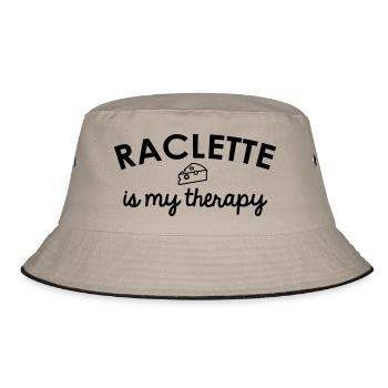 Raclette ist meine Therapie - Bucket Hat - Khaki/Schwarz - Vorne