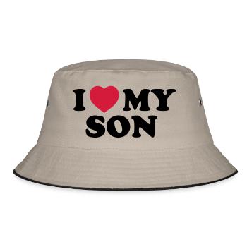 I love my son - Bucket Hat - Khaki/Schwarz - Vorne