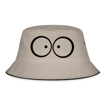 Ängstliche schielende blaue Comic Augen - Bucket Hat - Khaki/Schwarz - Vorne