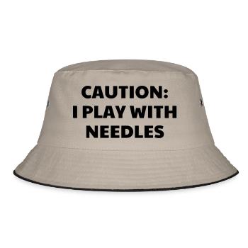 Knitting - Knit - Knitter - Stricken - Tricot - Bucket Hat - khaki/black - Front