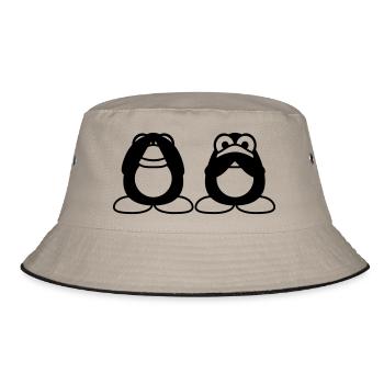 2 Penguins Talking Nothing See Mute Blind Friends - Bucket Hat - khaki/black - Front