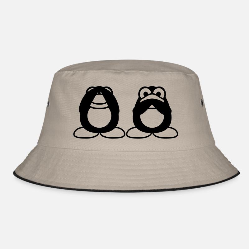 2 Penguins Talking Nothing See Mute Blind Friends Bucket Hat