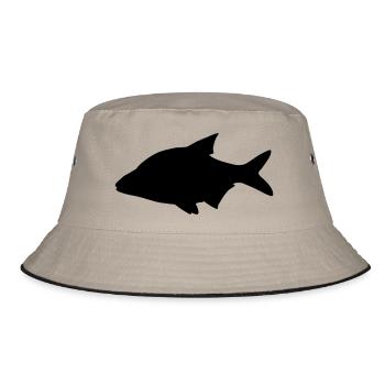 Fisch-Silhouette Brassen - Bucket Hat - Khaki/Schwarz - Vorne