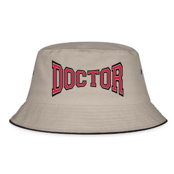 text doctor abhoeren herzschlag puls verarzten kra - Bucket Hat - Khaki/Schwarz - Vorne