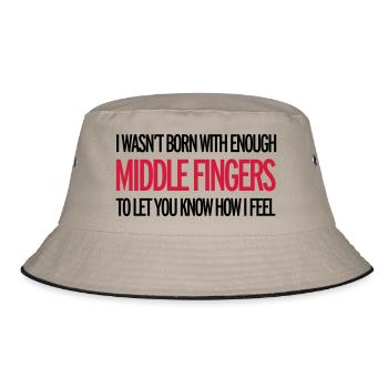 Middle Fingers - Bucket Hat - Khaki/Schwarz - Vorne